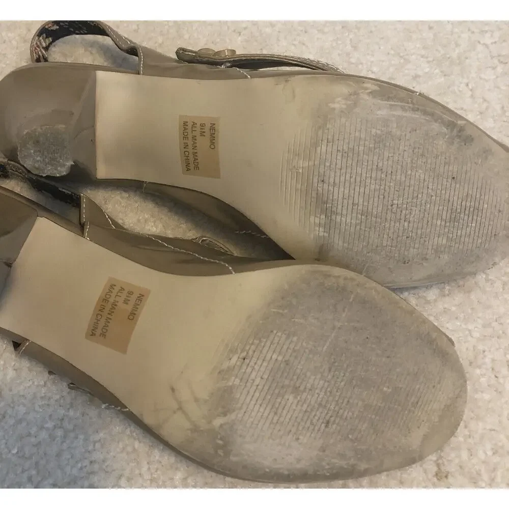 Madden Girl Nemmo Beige‎ Faux Leather Women Heels 9.5M Open Toe Sandals